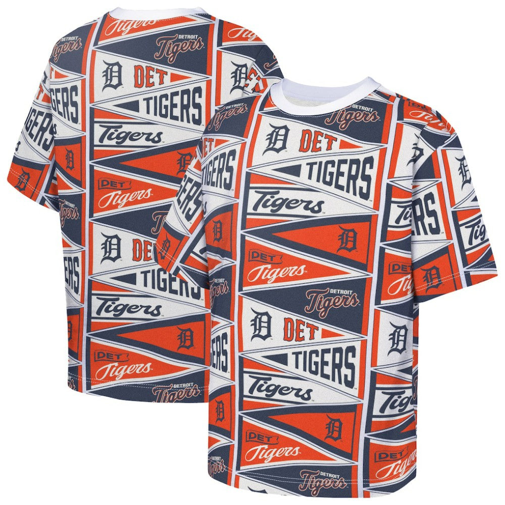 Detroit Tigers Outerstuff Youth All-Over Pennant T-Shirt - Orange T-shirts