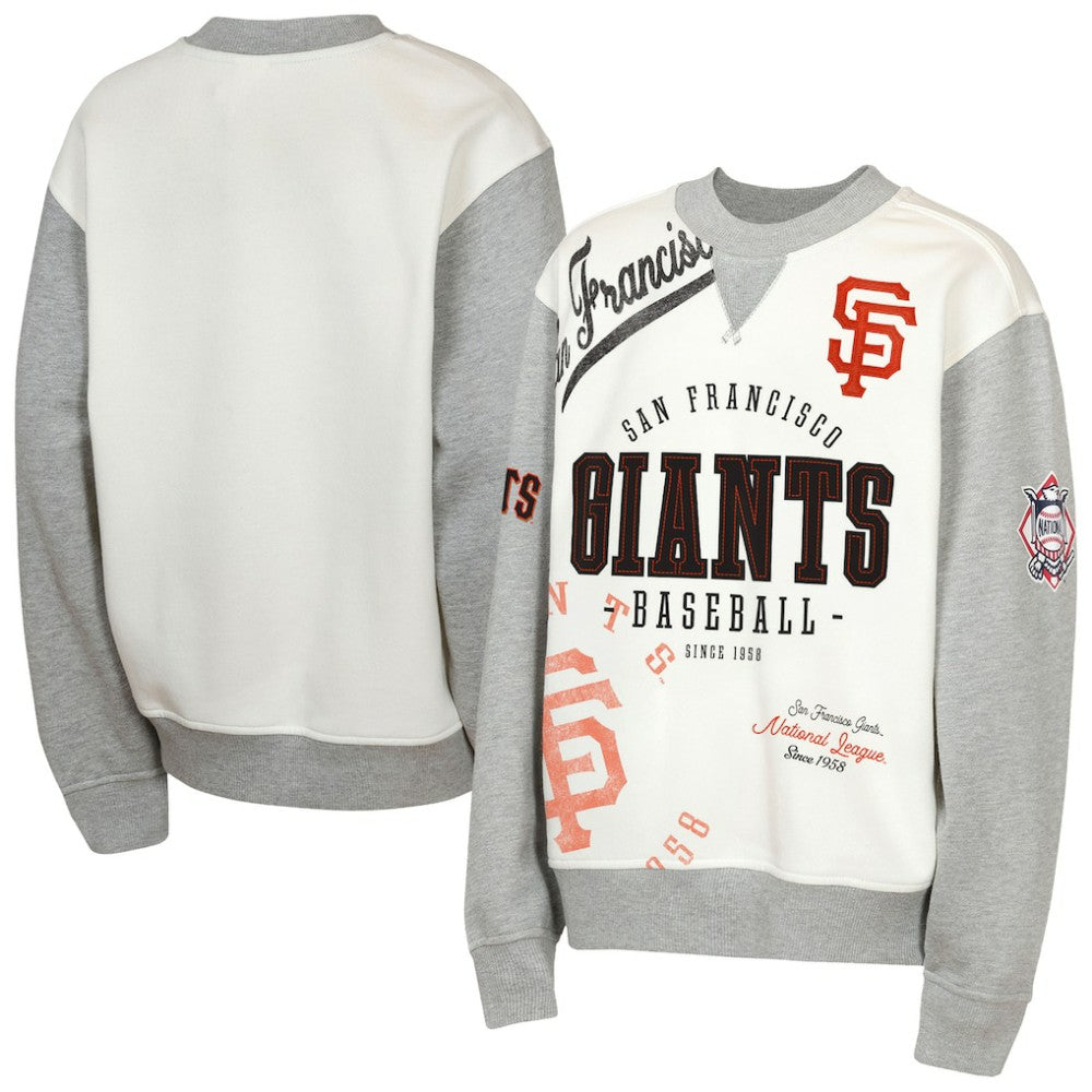 San Francisco Giants Outerstuff Youth Big League Power Hit Fleece Sweatshirt - Cream/Gray Sweatshirts