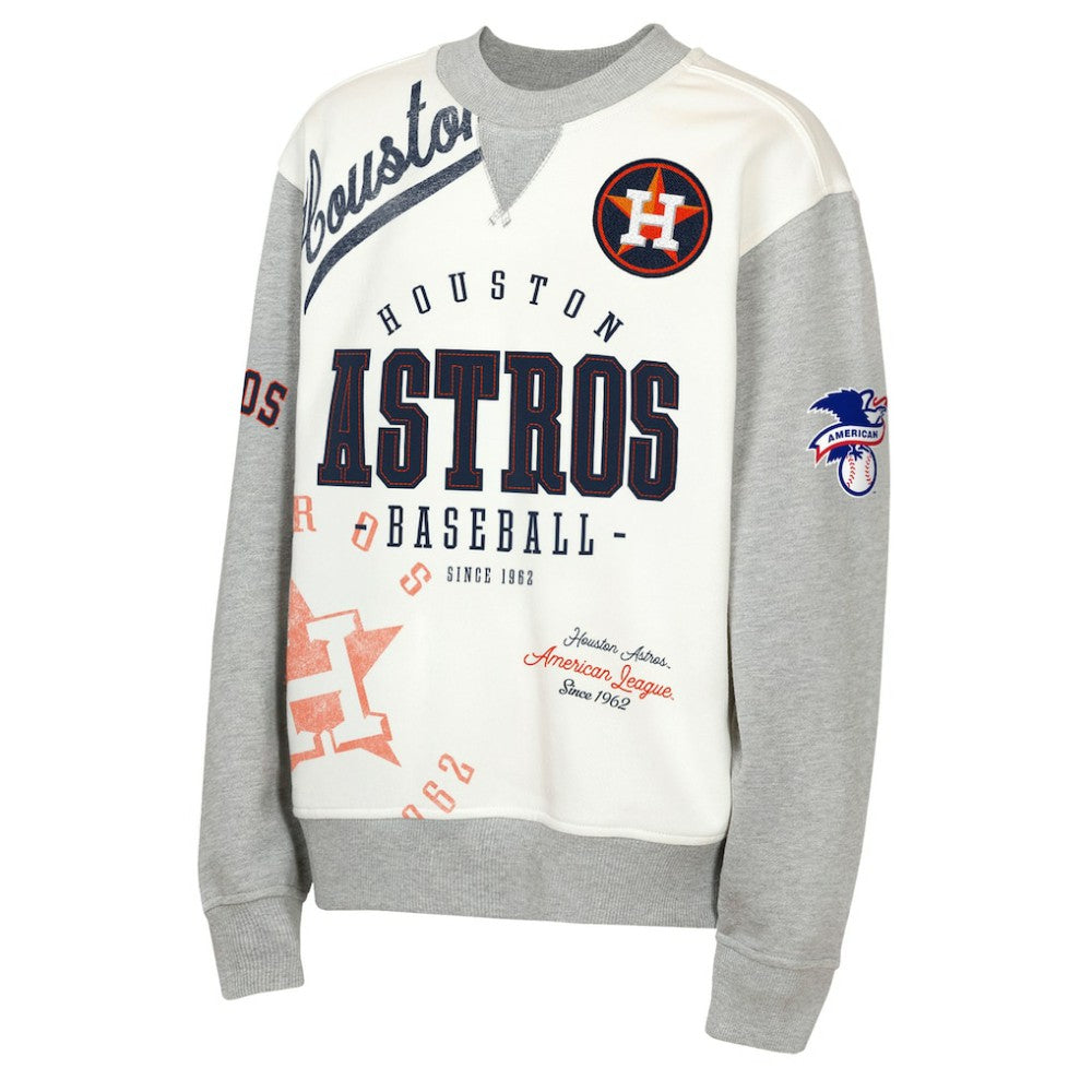 Houston Astros Outerstuff Youth Big League Power Hit Fleece Sweatshirt - Cream/Gray Sweatshirts