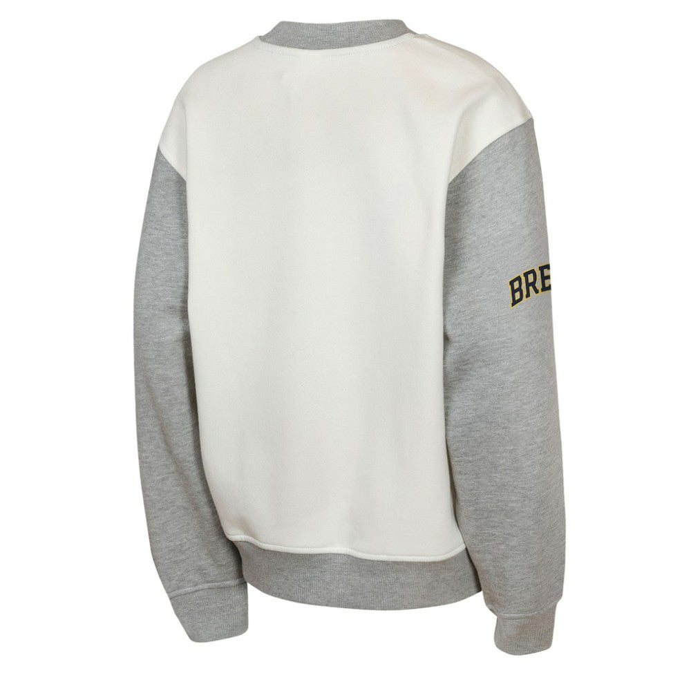Milwaukee Brewers Outerstuff Youth Big League Power Hit Fleece Sweatshirt - Cream/Gray Sweatshirts