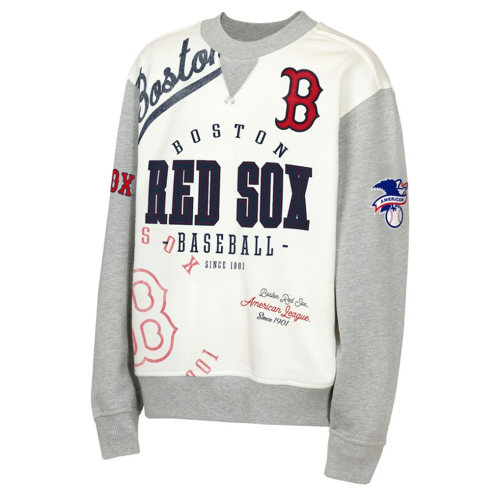 Boston Red Sox Outerstuff Youth Big League Power Hit Fleece Sweatshirt - Cream/Gray Sweatshirts