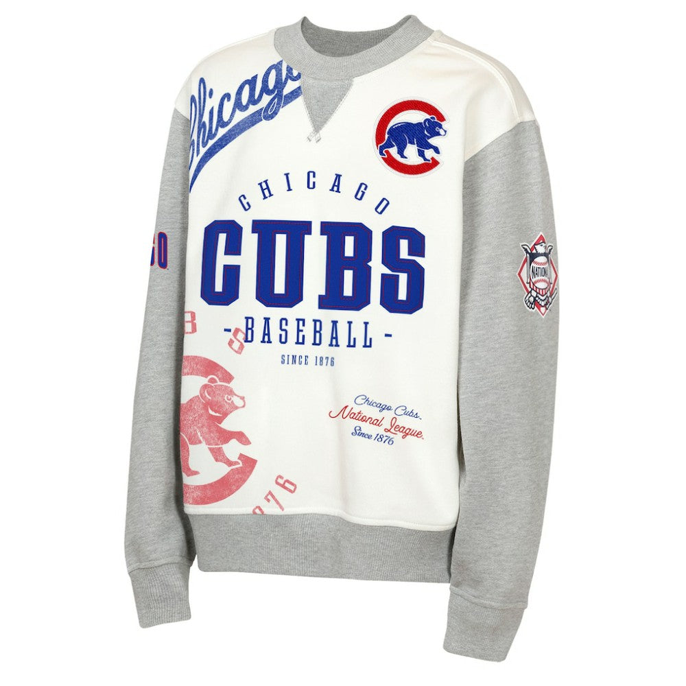 Chicago Cubs Outerstuff Youth Big League Power Hit Fleece Sweatshirt - Cream/Gray Sweatshirts
