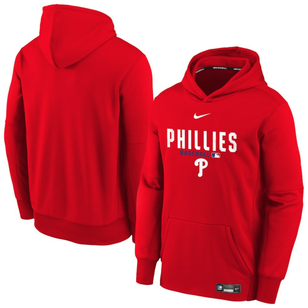 Philadelphia Phillies Nike Youth Authentic Collection Therma-FIT Hoodie - Red Hoodies