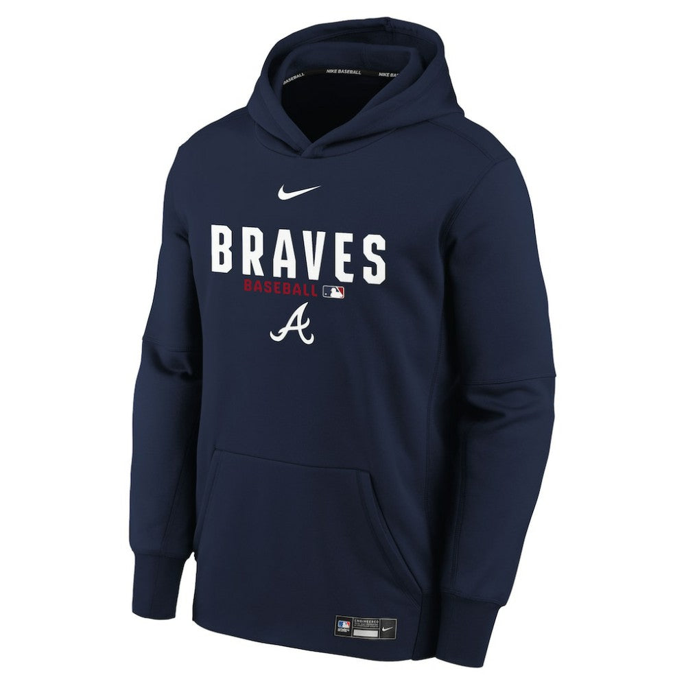 Atlanta Braves Nike Youth Authentic Collection Therma-FIT Hoodie - Navy Hoodies