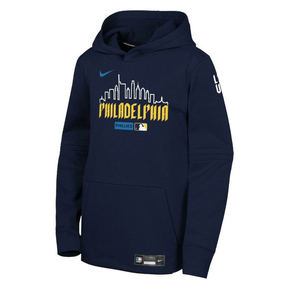 Philadelphia Phillies Nike Youth Authentic Collection City Connect Therma-FIT Hoodie - Navy Hoodies