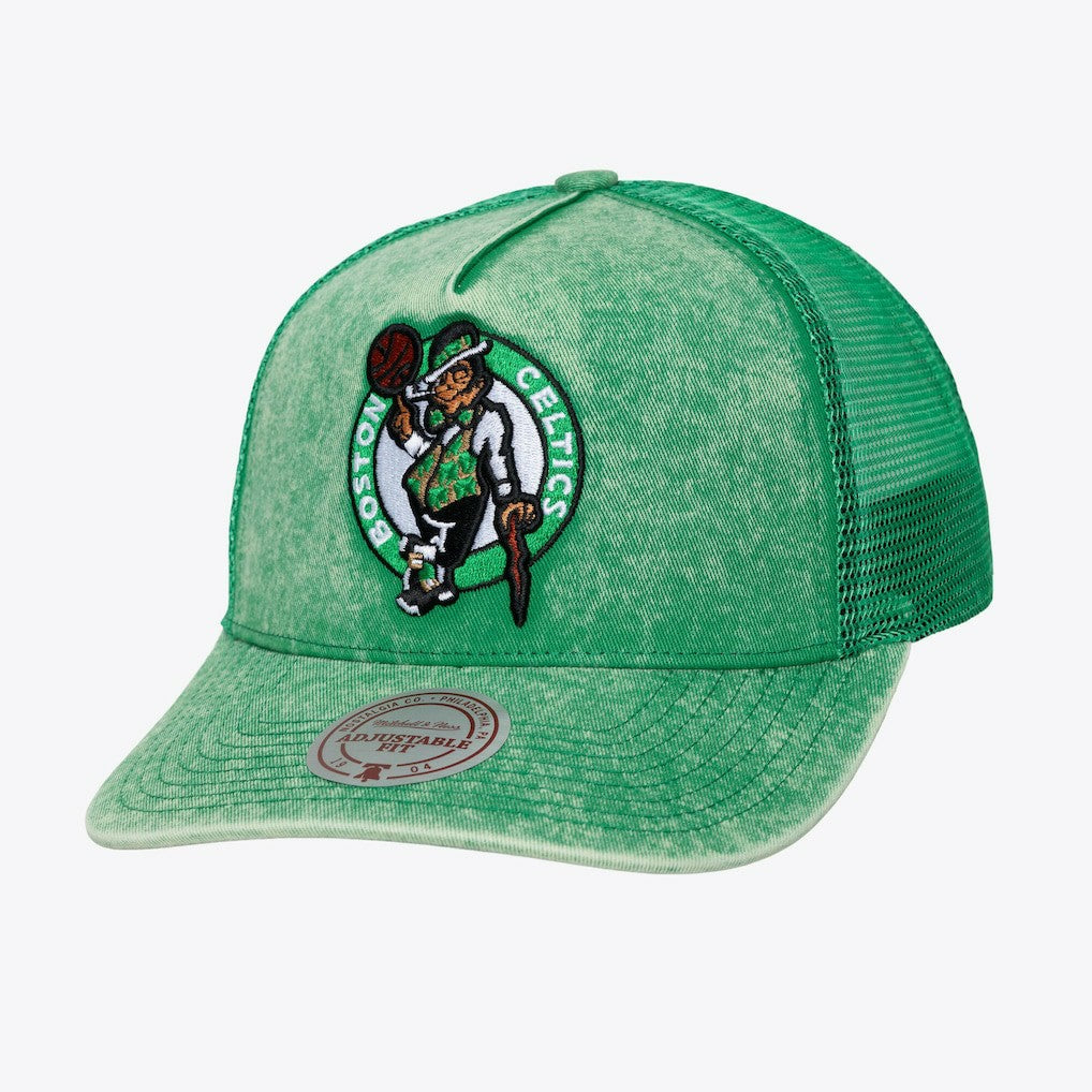 Boston Celtics Gameday Snow Wash Adjustable Trucker Hat Kelly Green - Mitchell & Ness