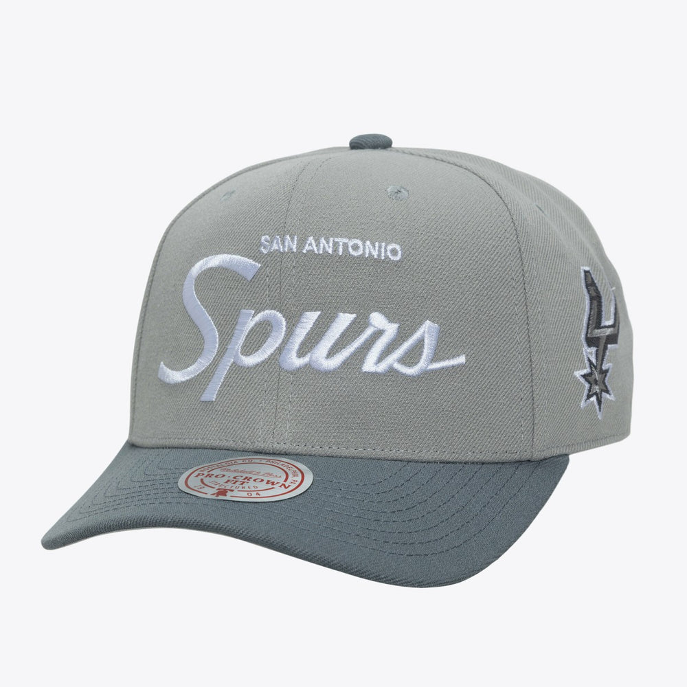 San Antonio Spurs Thunderstorm Head Coach Pro Crown Snapback Hat Gray - Mitchell & Ness