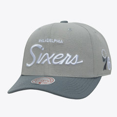 Philadelphia 76ers Thunderstorm Head Coach Pro Crown Snapback Hat Gray - Mitchell & Ness