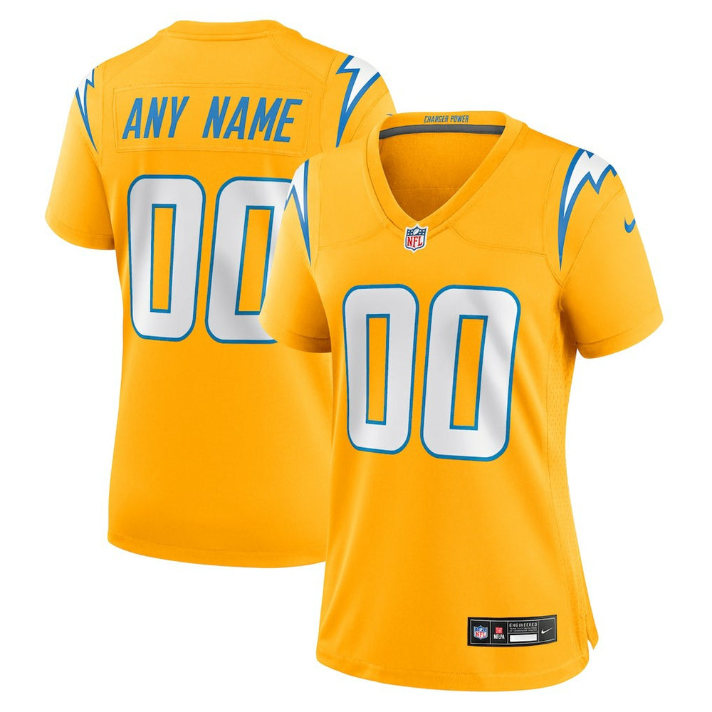 Los Angeles Chargers Women's Alternate Charger Power Game Custom Jersey - Gold Jerseys