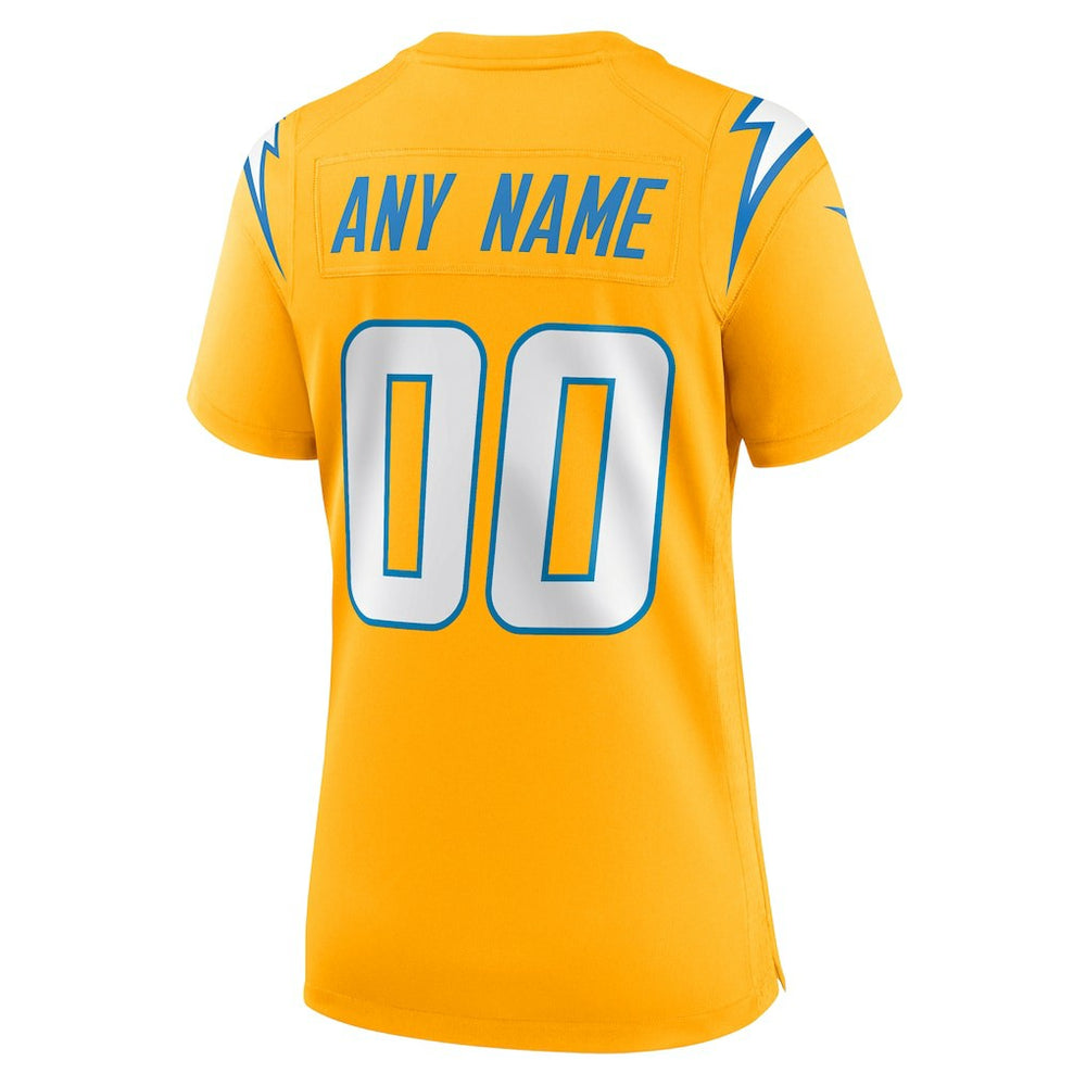 Los Angeles Chargers Women's Alternate Charger Power Game Custom Jersey - Gold Jerseys