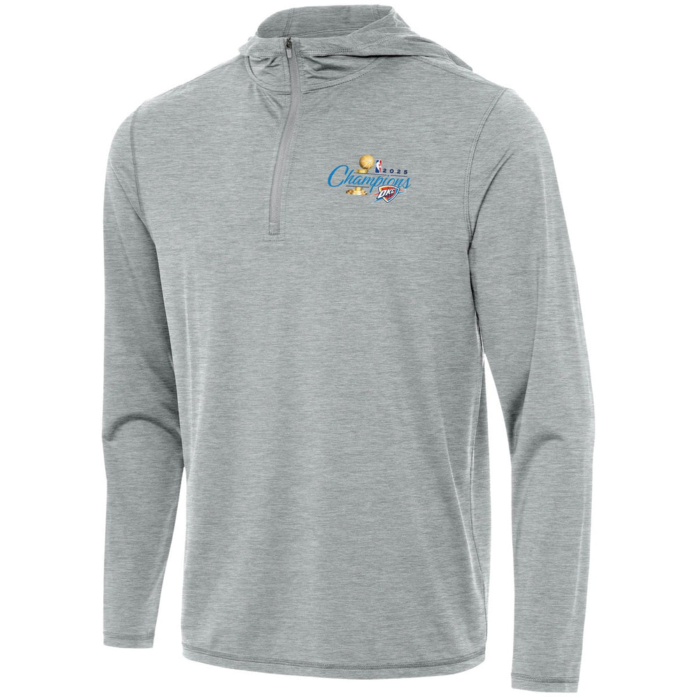 Oklahoma City Thunder Antigua 2025 NBA Finals Champions Tidy Quarter-Zip Hoodie Heather Gray outlet