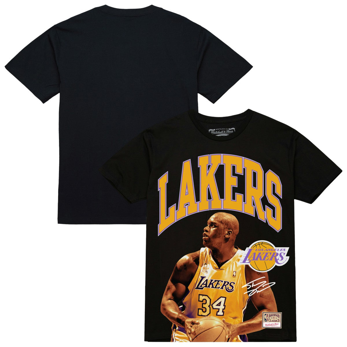 Shaquille O'Neal Los Angeles Lakers Hardwood Classics Player Arch T-Shirt Black - Mitchell & Ness