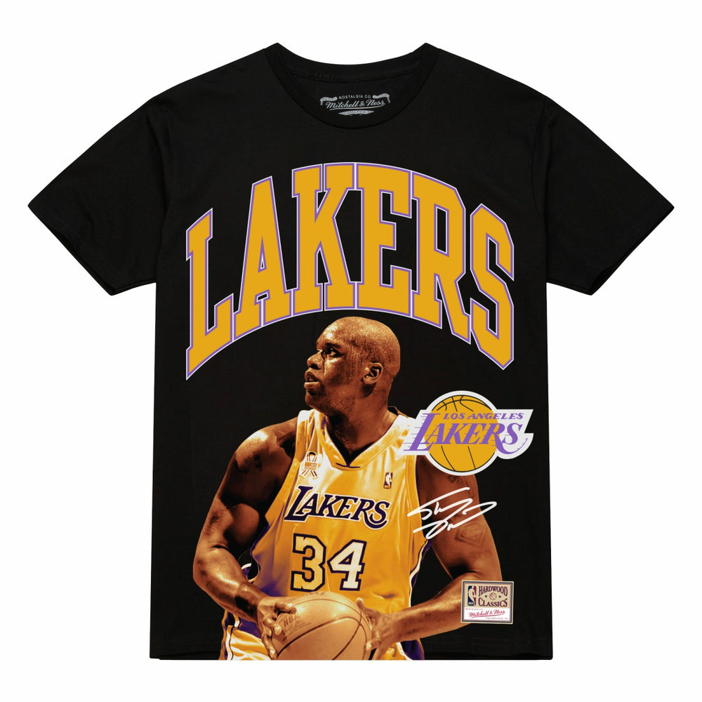 Shaquille O'Neal Los Angeles Lakers Hardwood Classics Player Arch T-Shirt Black - Mitchell & Ness