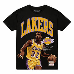 Magic Johnson Los Angeles Lakers Hardwood Classics Player Arch T-Shirt Black - Mitchell & Ness