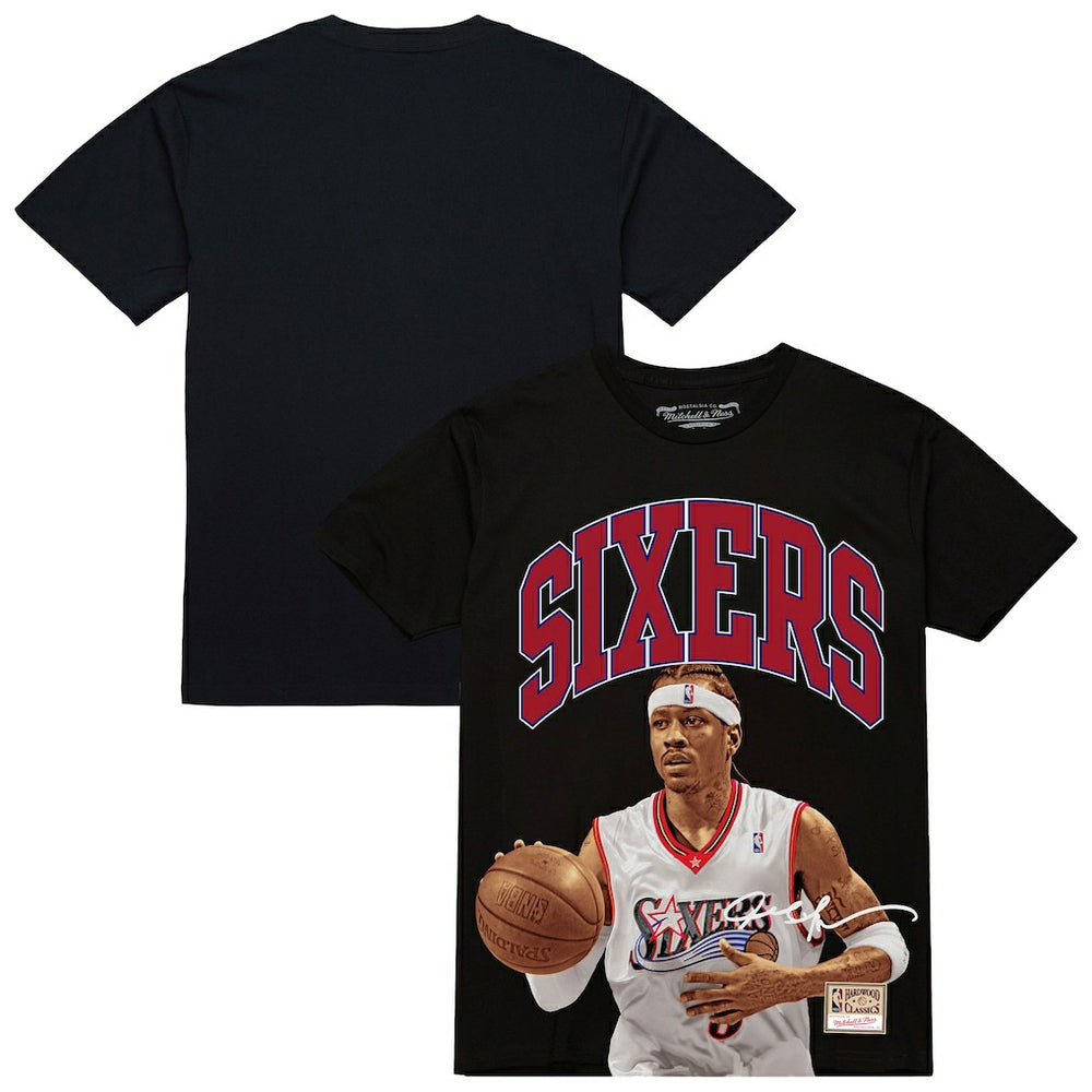 Allen Iverson Philadelphia 76ers Hardwood Classics Player Arch T-Shirt Black - Mitchell & Ness