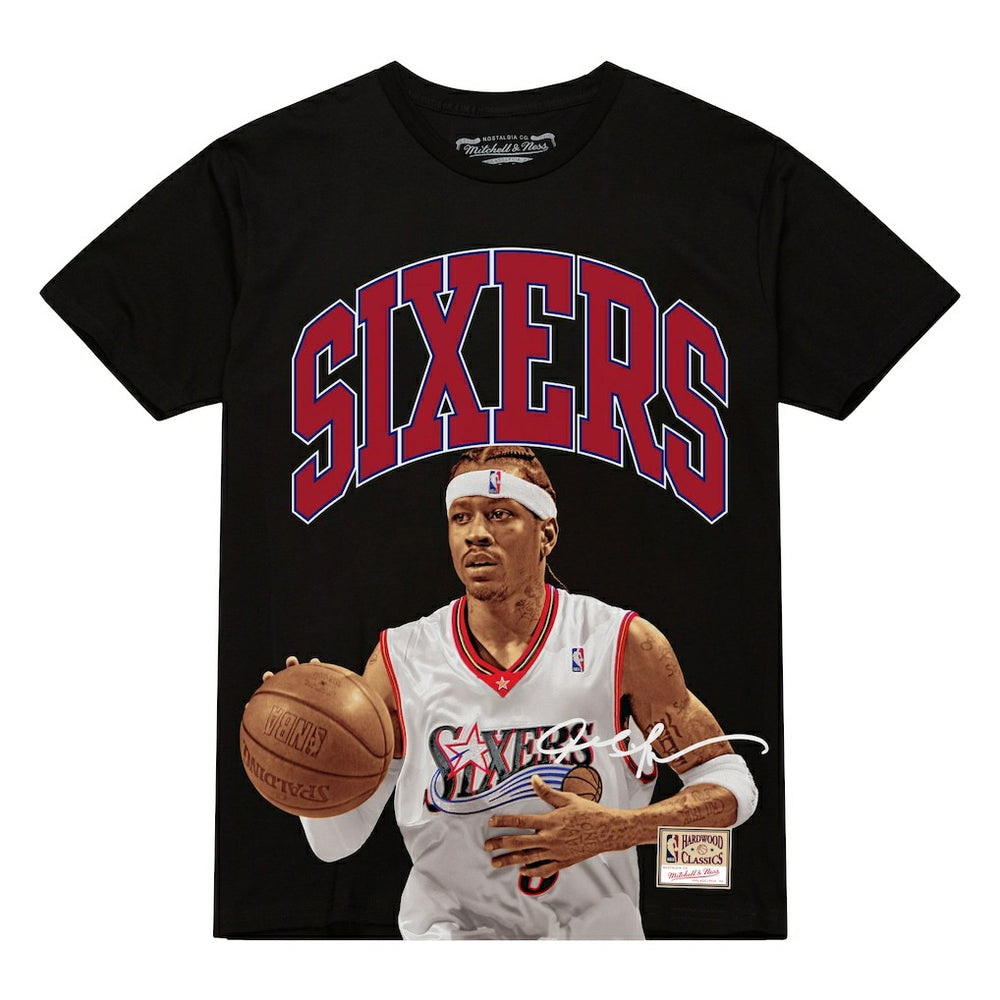 Allen Iverson Philadelphia 76ers Hardwood Classics Player Arch T-Shirt Black - Mitchell & Ness
