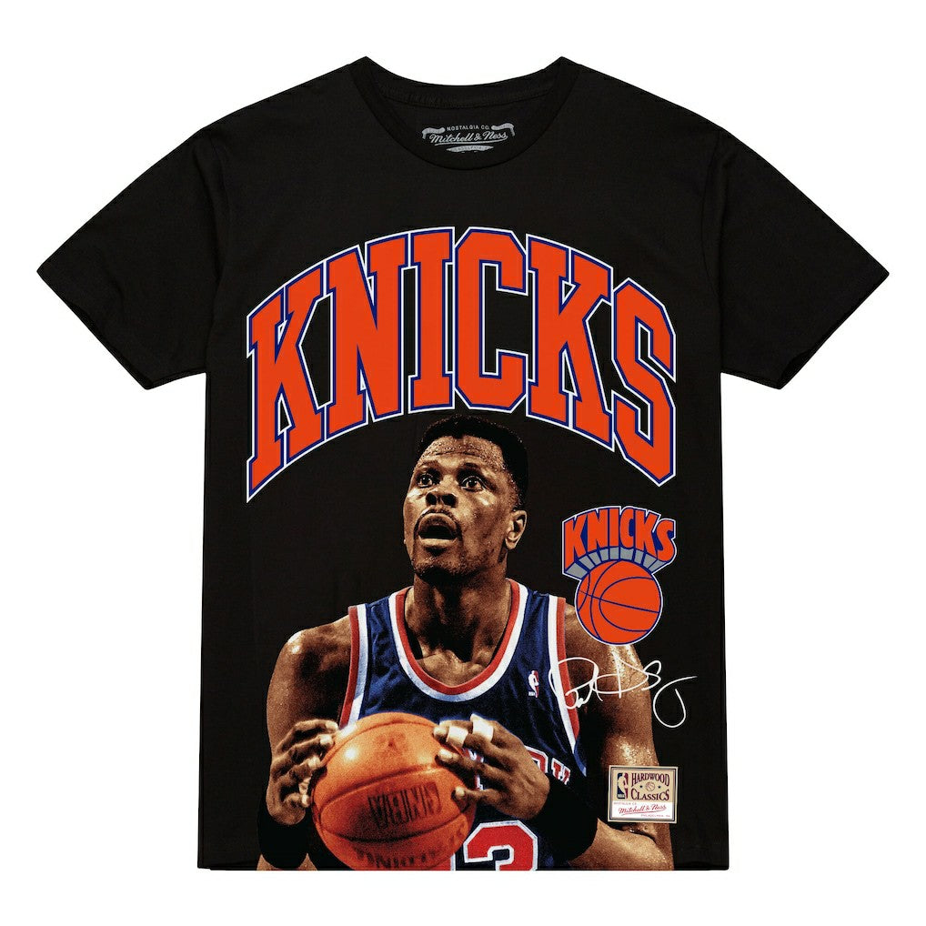 Patrick Ewing New York Knicks Hardwood Classics Player Arch T-Shirt Black - Mitchell & Ness