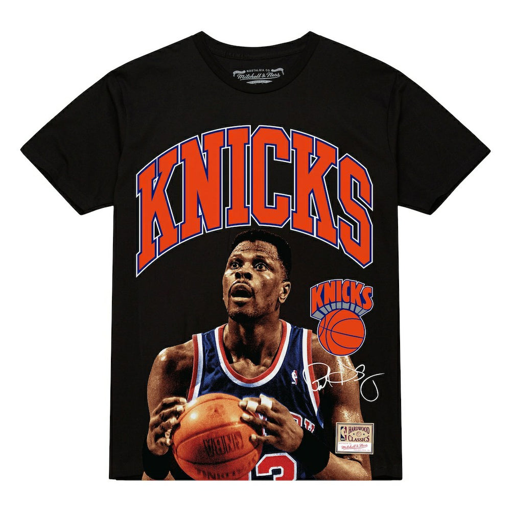 Patrick Ewing New York Knicks Hardwood Classics Player Arch T-Shirt Black - Mitchell & Ness