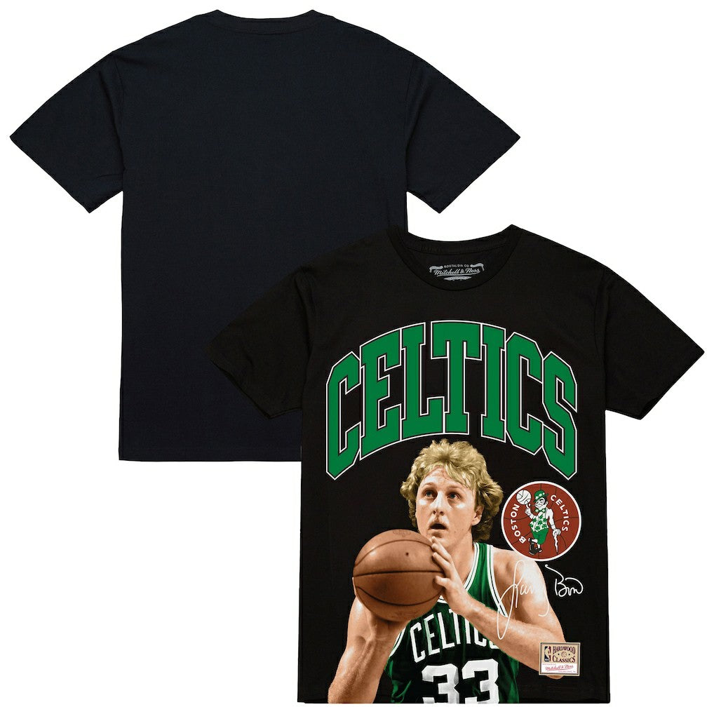 Larry Bird Boston Celtics Hardwood Classics Player Arch T-Shirt Black - Mitchell & Ness