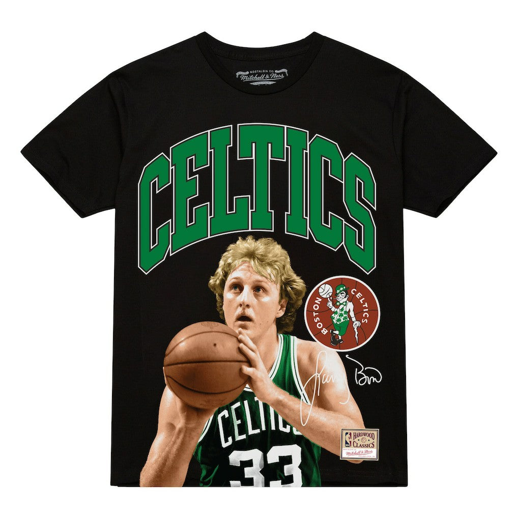 Larry Bird Boston Celtics Hardwood Classics Player Arch T-Shirt Black - Mitchell & Ness