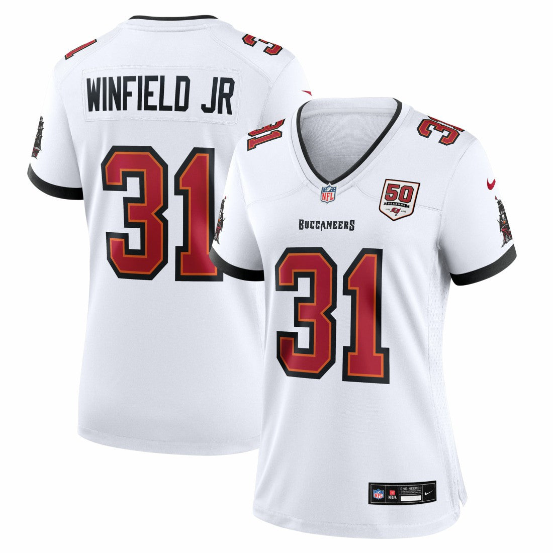 Antoine Winfield Jr. Tampa Bay Buccaneers Women's 50th Season Patch Game Jersey - White Jerseys