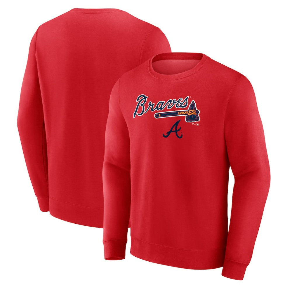 Atlanta Braves Team Lockup Sweatshirt - Red Sweatshirts