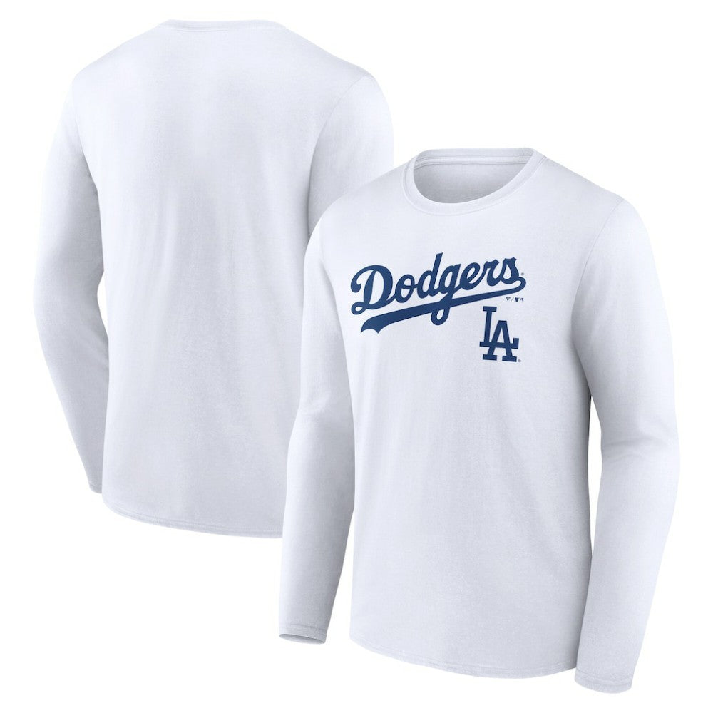 Los Angeles Dodgers Team Lockup Long Sleeve T-Shirt - White T-shirts