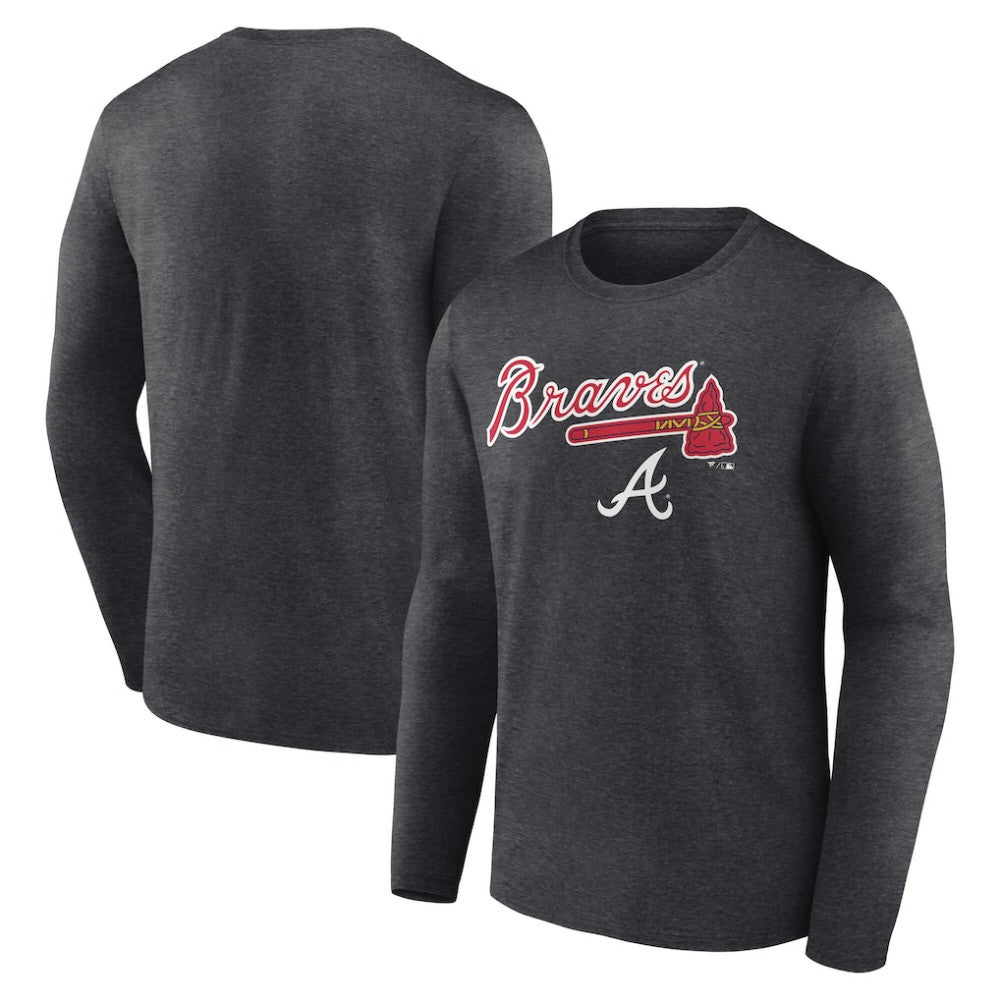 Atlanta Braves Team Lockup Long Sleeve T-Shirt - Charcoal T-shirts