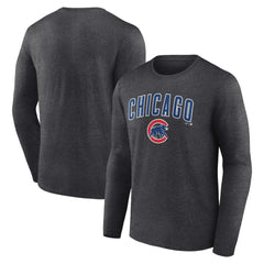 Chicago Cubs Team Lockup Long Sleeve T-Shirt - Charcoal T-shirts