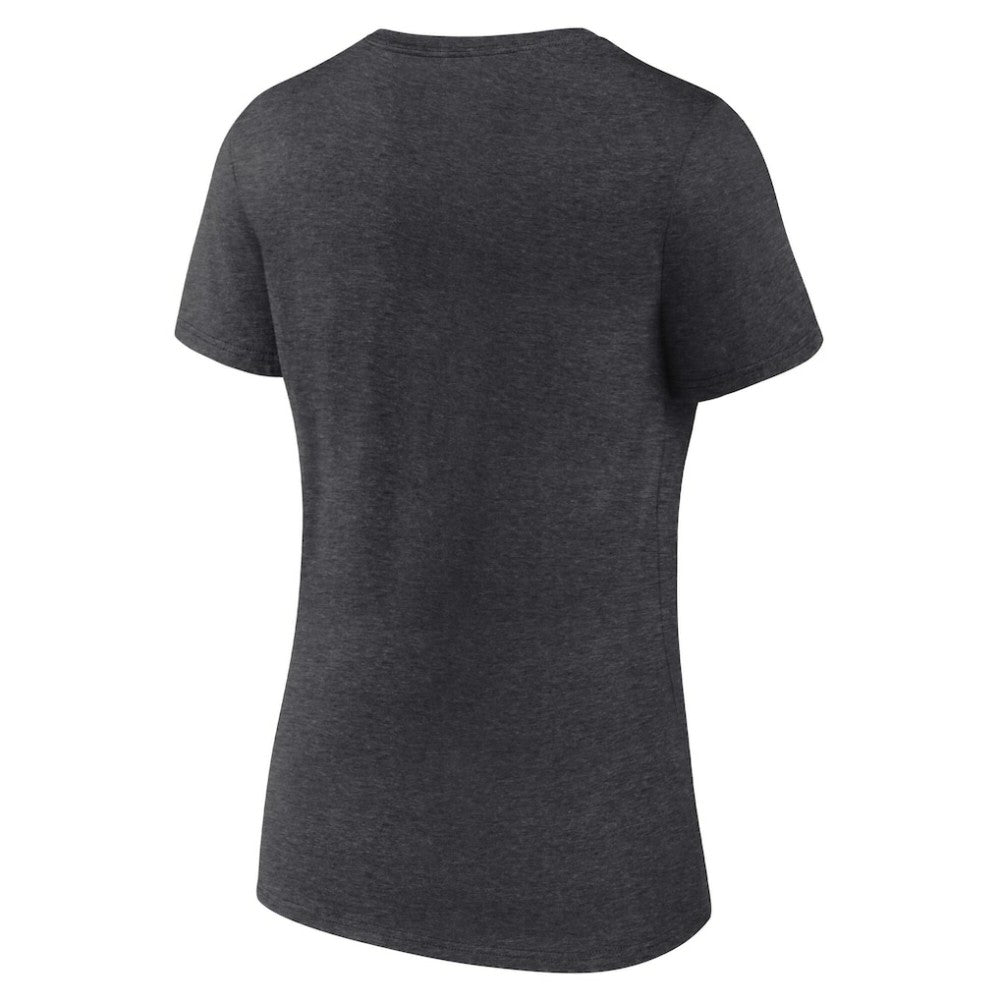 Chicago Cubs Women's Team Lockup V-Neck T-Shirt - Charcoal T-shirts