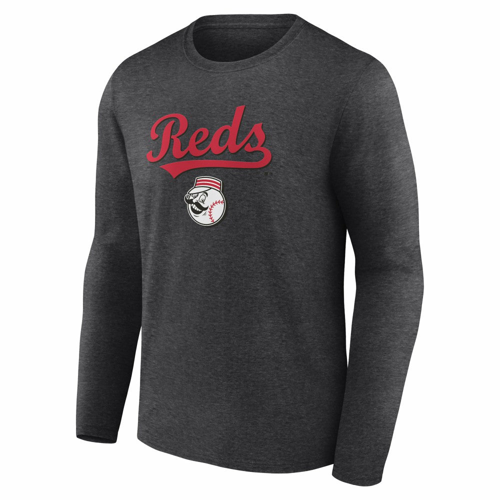 Cincinnati Reds Team Lockup Long Sleeve T-Shirt - Charcoal T-shirts