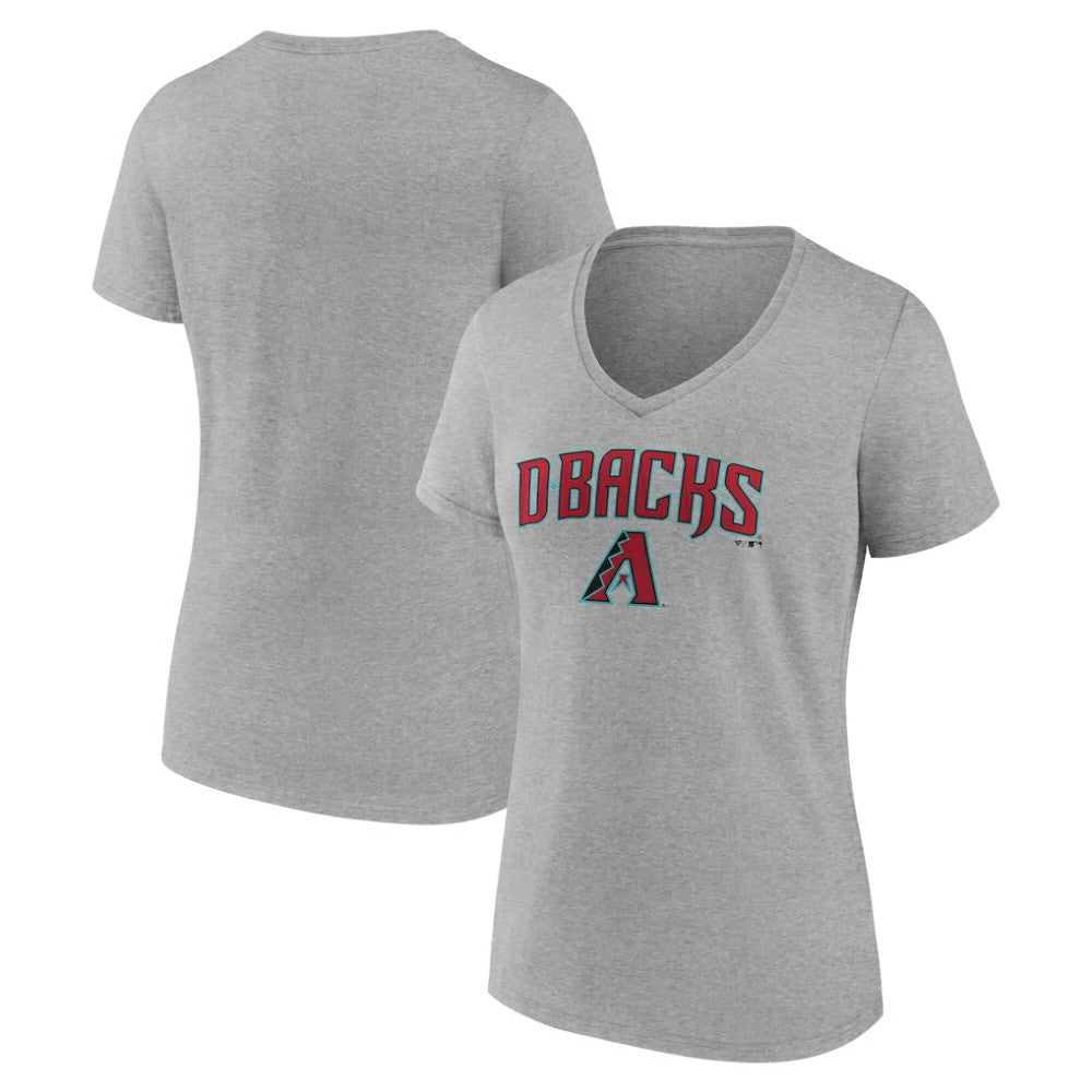 Arizona Diamondbacks Women's Team Lockup V-Neck T-Shirt - Gray T-shirts