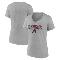 Arizona Diamondbacks Women's Team Lockup V-Neck T-Shirt - Gray T-shirts