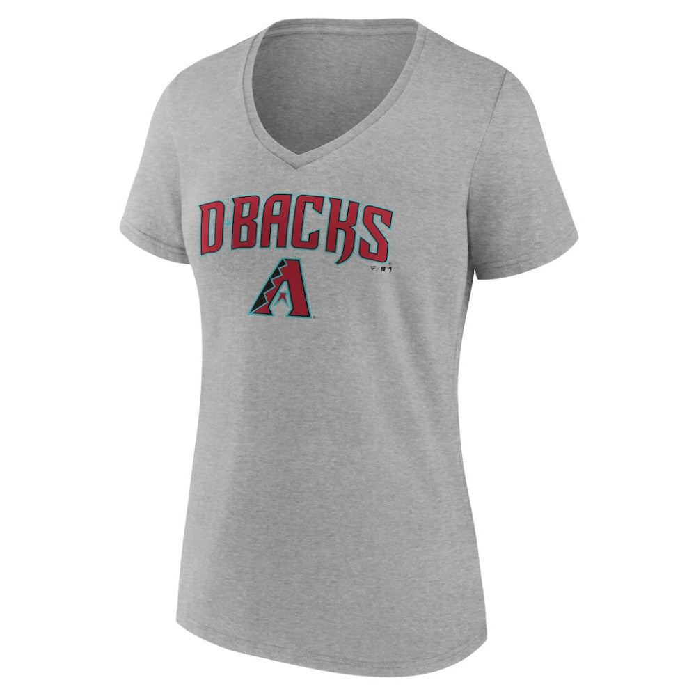 Arizona Diamondbacks Women's Team Lockup V-Neck T-Shirt - Gray T-shirts