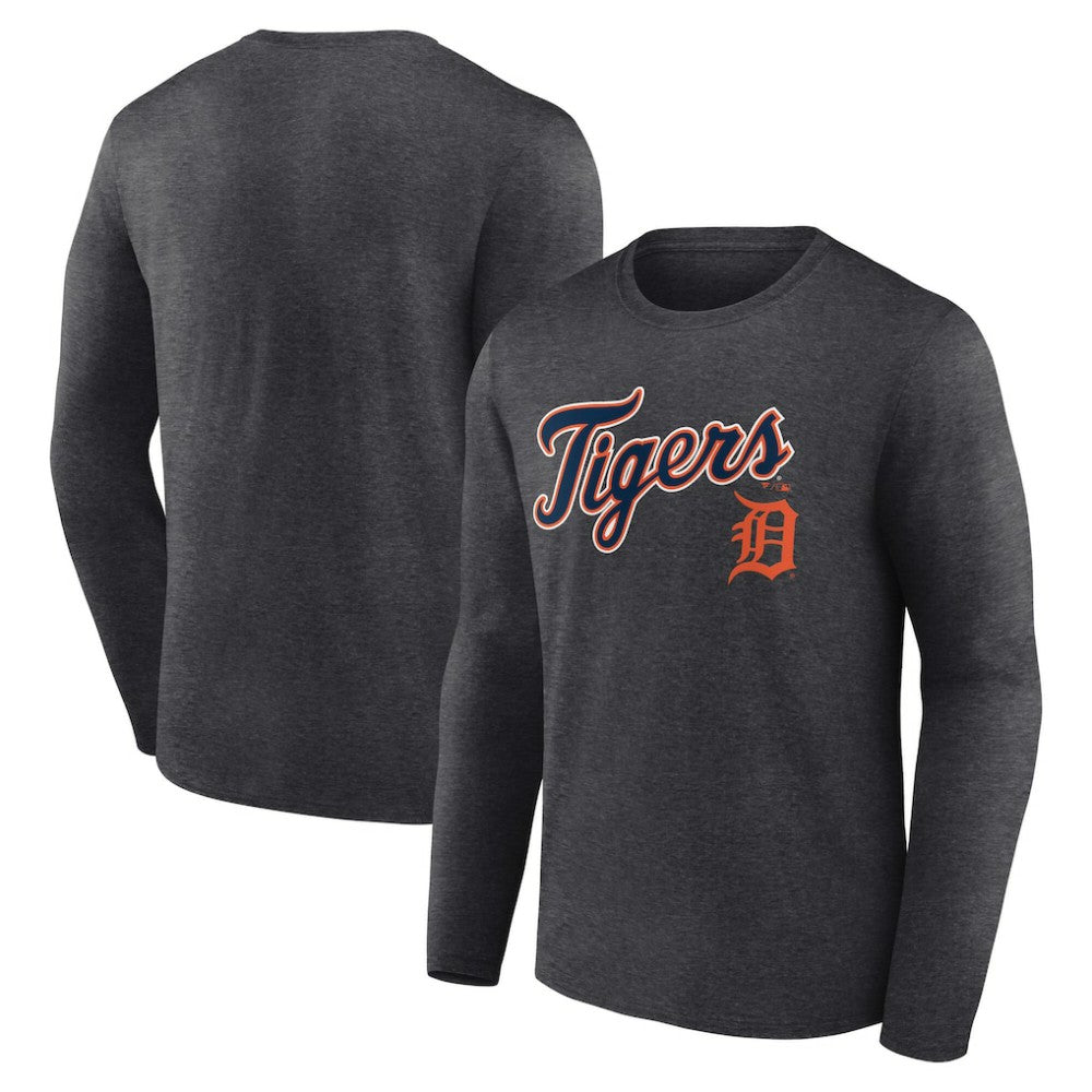 Detroit Tigers Team Lockup Long Sleeve T-Shirt - Charcoal T-shirts