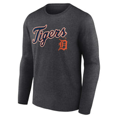 Detroit Tigers Team Lockup Long Sleeve T-Shirt - Charcoal T-shirts