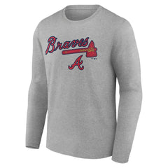 Atlanta Braves Team Lockup Long Sleeve T-Shirt - Gray T-shirts