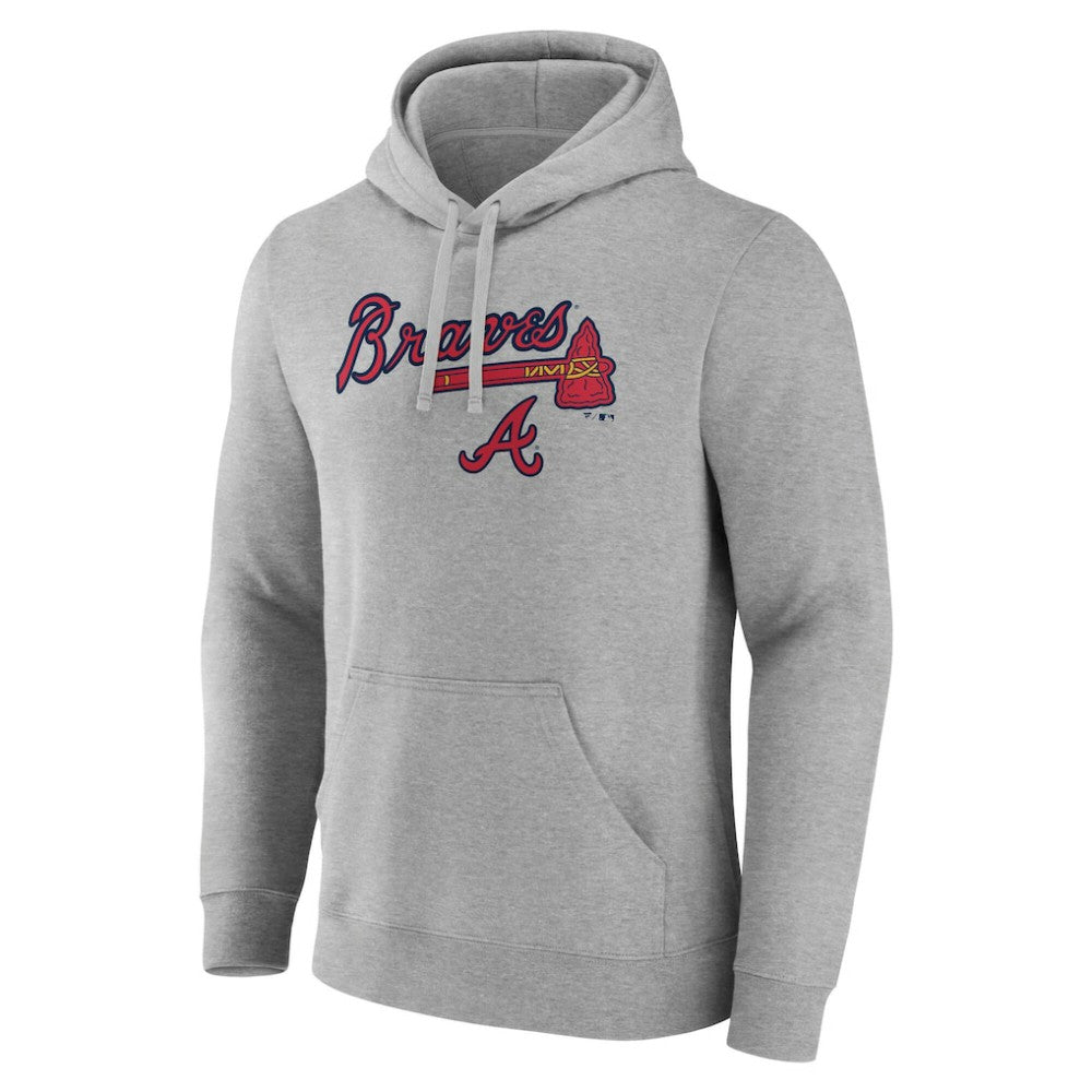 Atlanta Braves Team Lockup Hoodie - Gray Hoodies