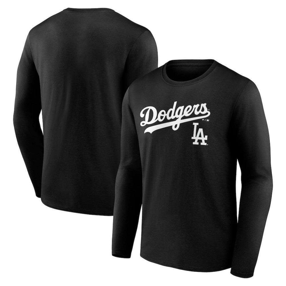 Los Angeles Dodgers Team Lockup Long Sleeve T-Shirt - Black T-shirts