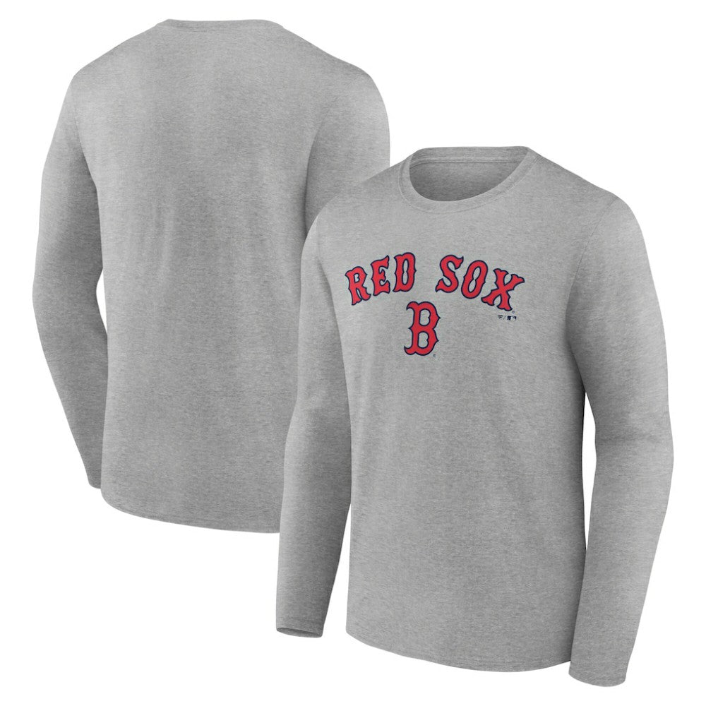 Boston Red Sox Team Lockup Long Sleeve T-Shirt - Gray T-shirts