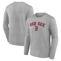 Boston Red Sox Team Lockup Long Sleeve T-Shirt - Gray T-shirts