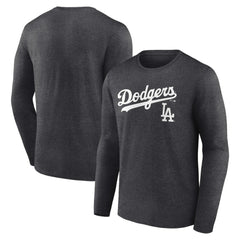 Los Angeles Dodgers Team Lockup Long Sleeve T-Shirt - Charcoal T-shirts