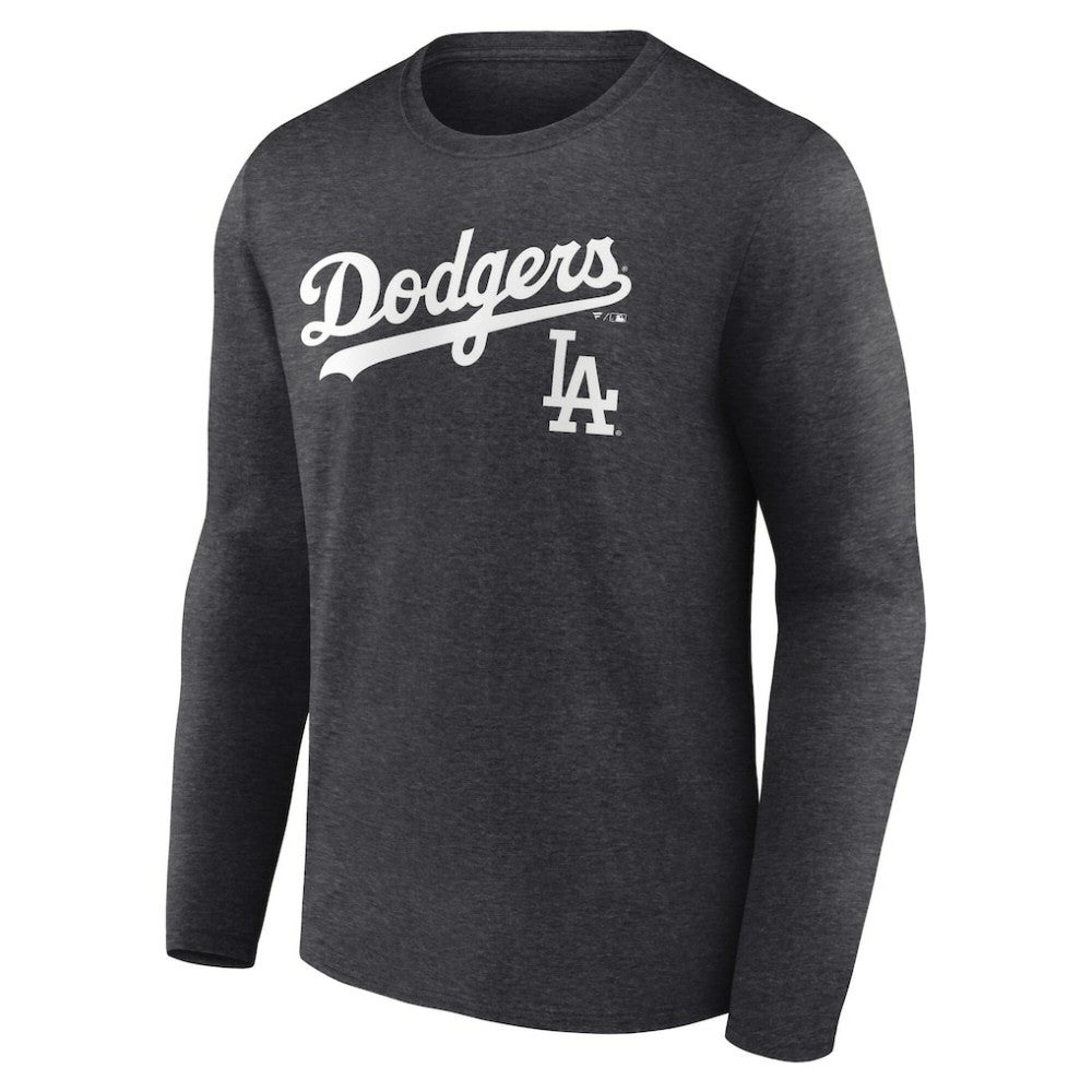 Los Angeles Dodgers Team Lockup Long Sleeve T-Shirt - Charcoal T-shirts