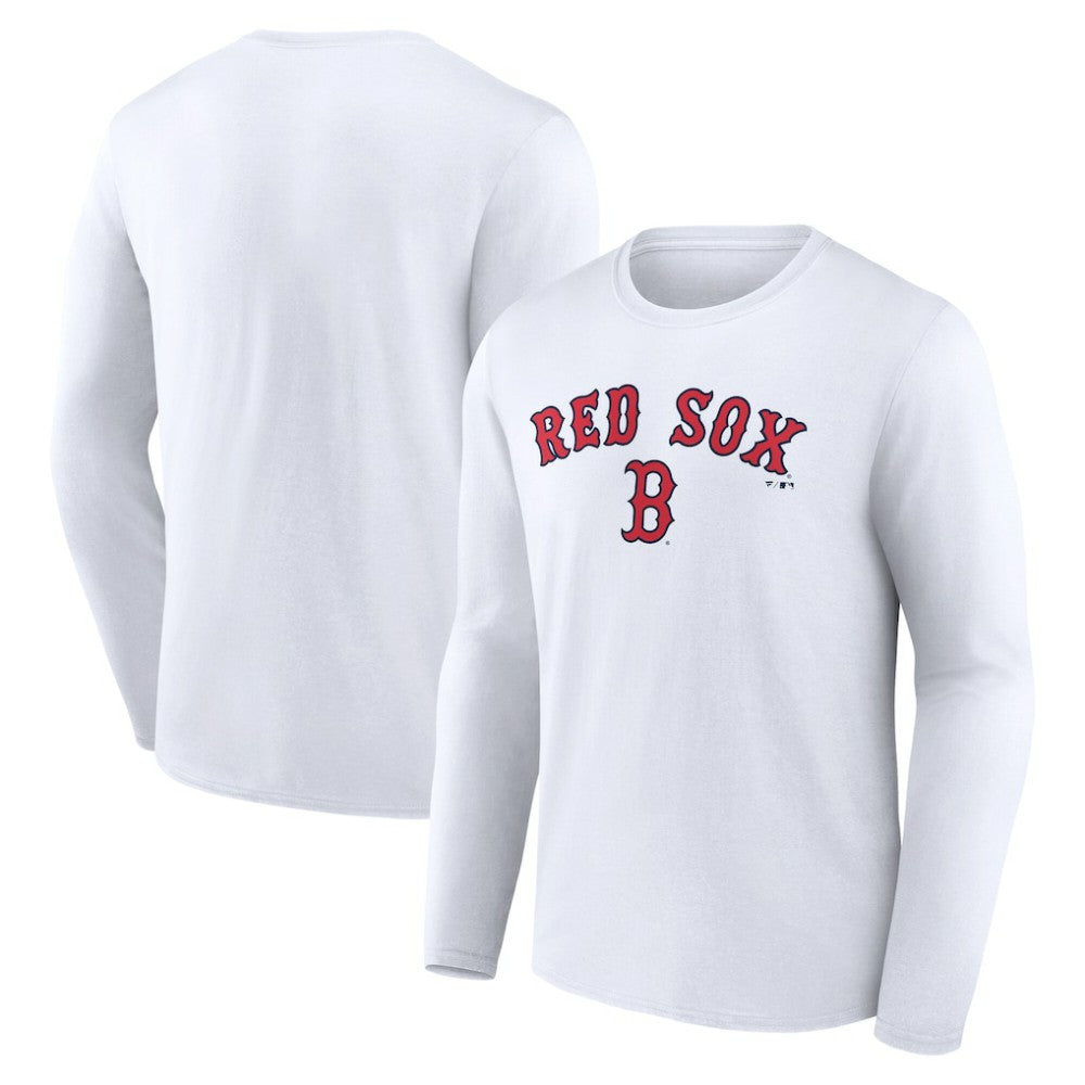Boston Red Sox Team Lockup Long Sleeve T-Shirt - White T-shirts