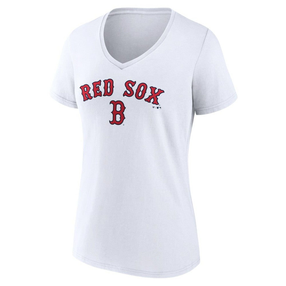 Boston Red Sox Women's Team Lockup V-Neck T-Shirt - White T-shirts