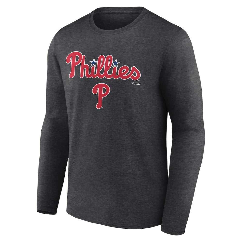 Philadelphia Phillies Team Lockup Long Sleeve T-Shirt - Charcoal T-shirts