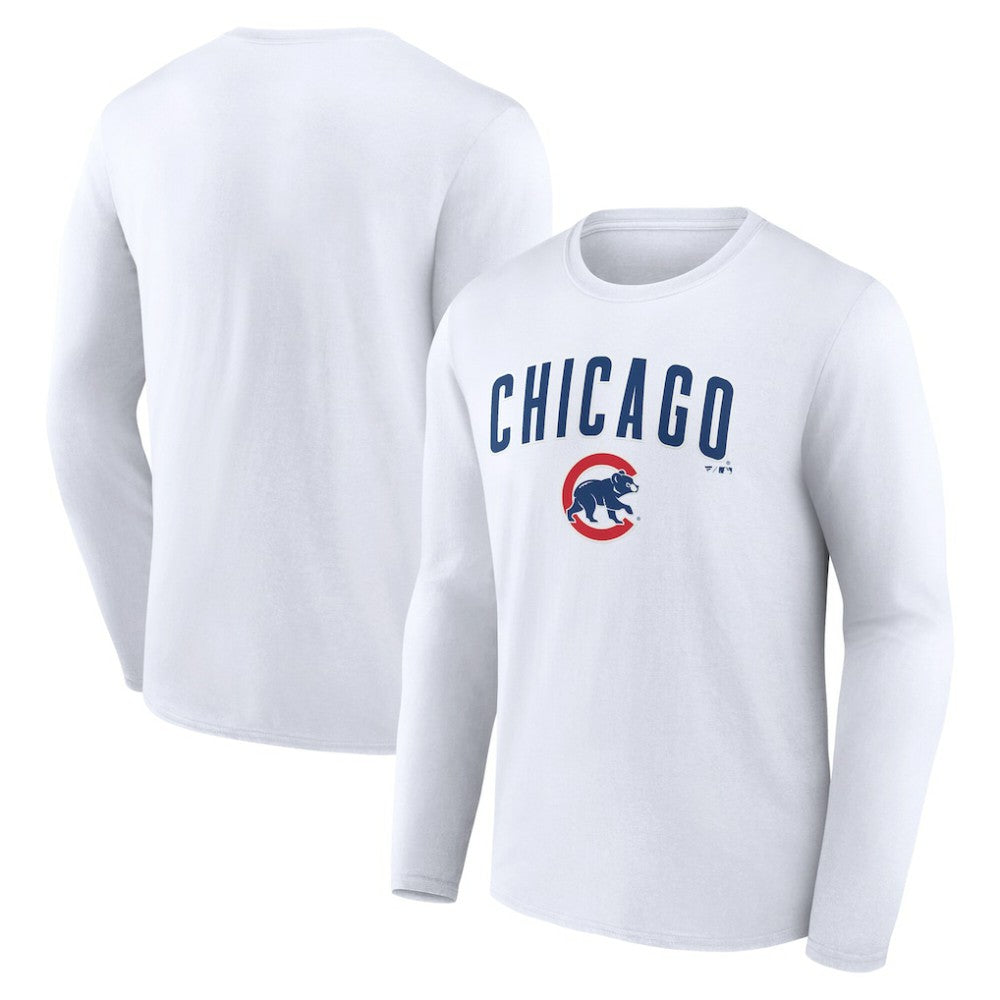 Chicago Cubs Team Lockup Long Sleeve T-Shirt - White T-shirts
