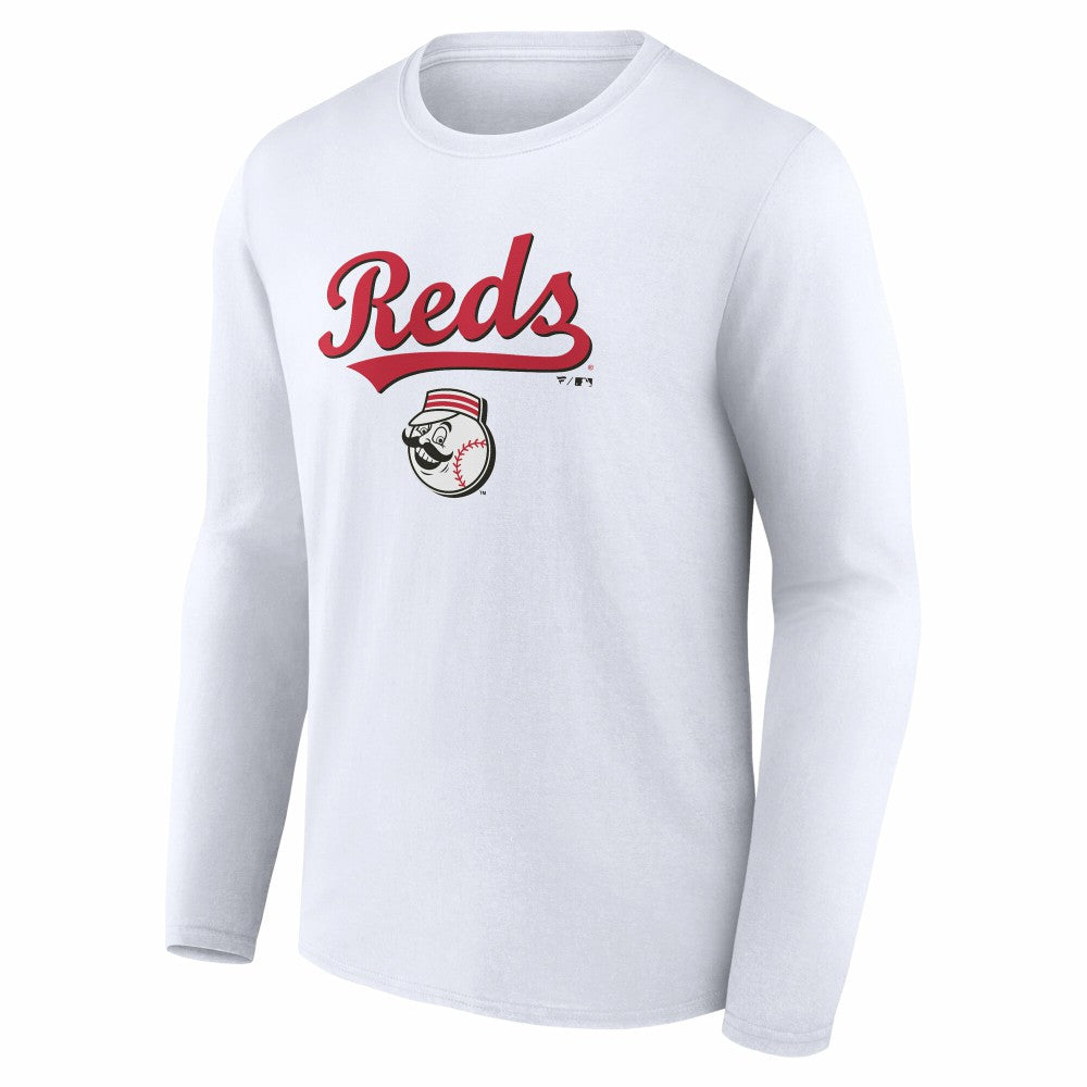 Cincinnati Reds Team Lockup Long Sleeve T-Shirt - White T-shirts