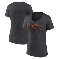 San Francisco Giants Women's Team Lockup V-Neck T-Shirt - Charcoal T-shirts