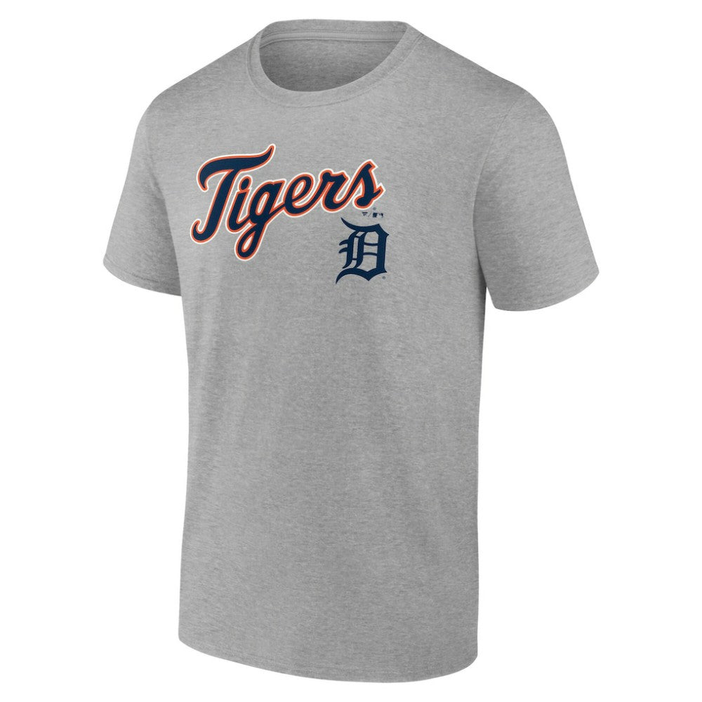 Detroit Tigers Team Lockup T-Shirt - Heather Gray T-shirts
